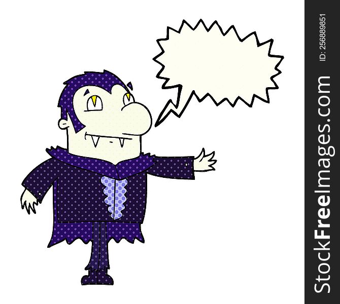 freehand drawn comic book speech bubble cartoon vampire