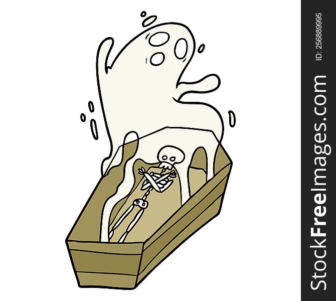 cartoon ghost and coffin. cartoon ghost and coffin