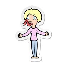 Sticker Of A Cartoon Woman Telling Lies Royalty Free Stock Photos