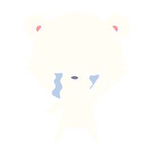 Crying Flat Color Style Cartoon Polarbear Stock Images