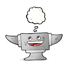 Cartoon Blacksmith Anvil With Thought Bubble Stock Images