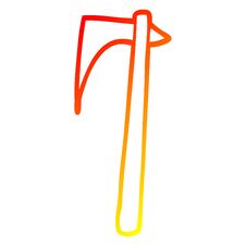Warm Gradient Line Drawing Cartoon Viking Axe Royalty Free Stock Images