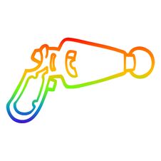 Rainbow Gradient Line Drawing Cartoon Ray Gun Stock Photo