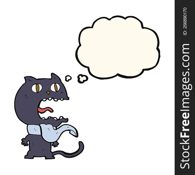 Cartoon Frightened Cat With Thought Bubble