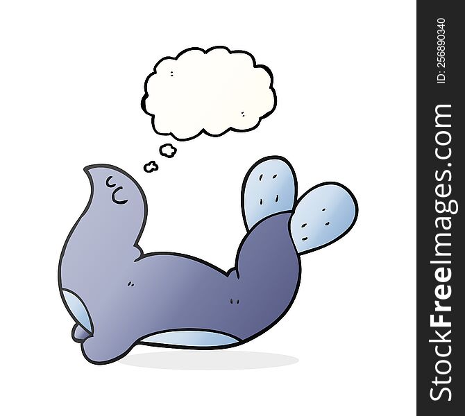 freehand drawn thought bubble cartoon seal