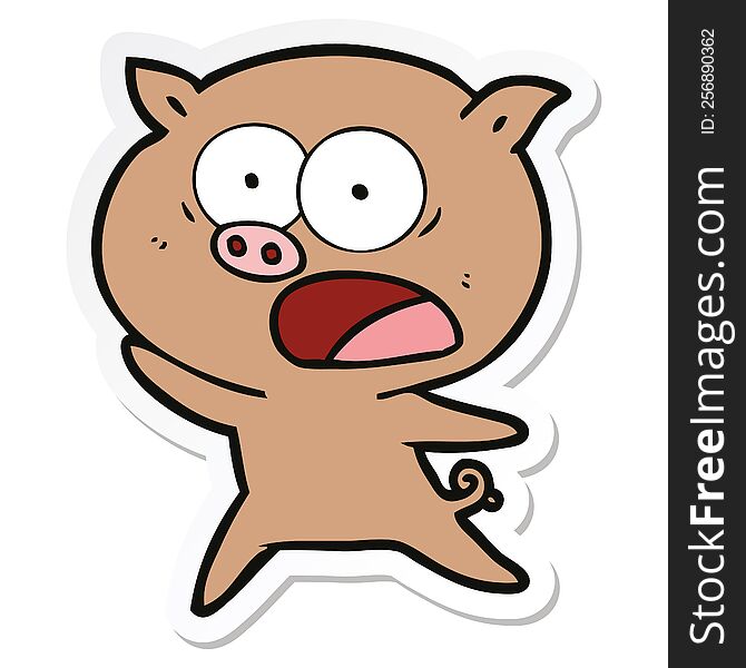 sticker of a cartoon pig shouting