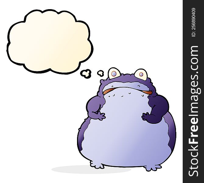 cartoon fat frog with thought bubble