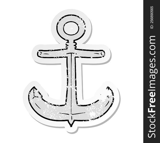 distressed sticker of a cartoon anchor