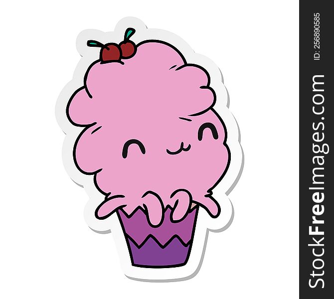 Sticker Cartoon Kawaii Octopus Cupcake