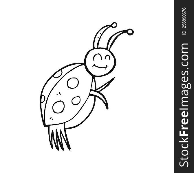 Black And White Cartoon Ladybug