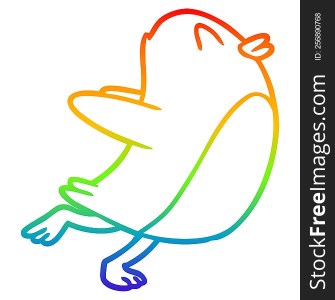 rainbow gradient line drawing penguin jumping