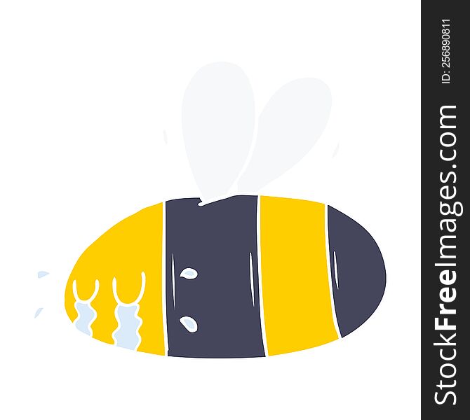 Flat Color Style Cartoon Crying Bee