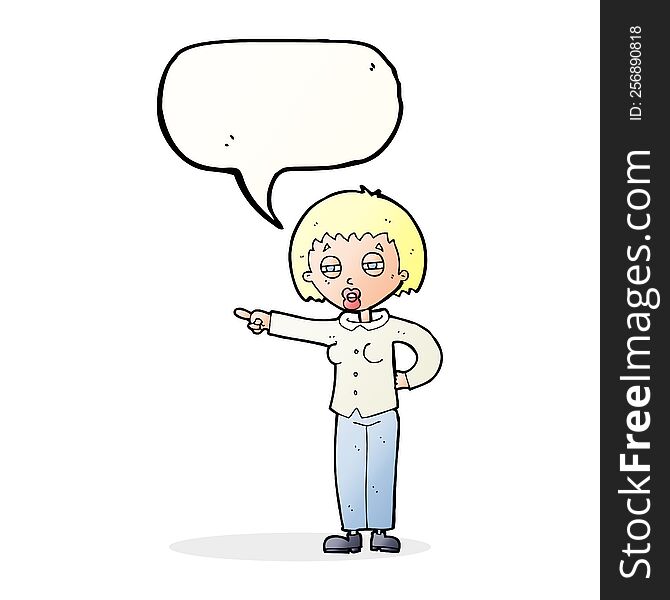 Cartoon Woman Telling Off With Speech Bubble