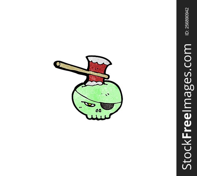 cartoon axe in skull