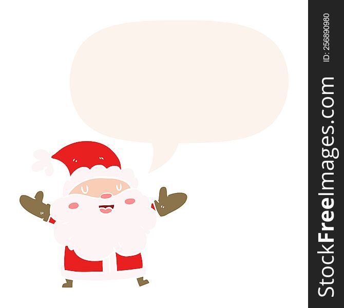 Cartoon Santa Claus And Speech Bubble In Retro Style