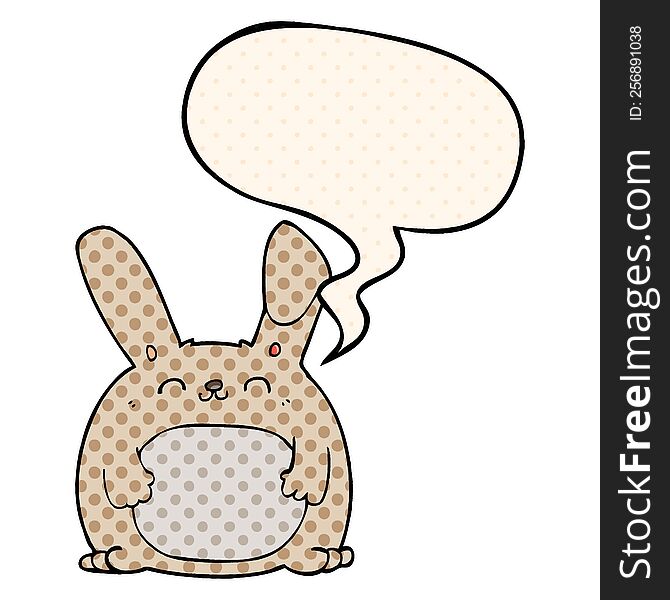 Cartoon Rabbit And Speech Bubble In Comic Book Style