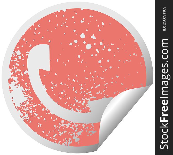 Distressed Circular Peeling Sticker Symbol Telephone Receiver