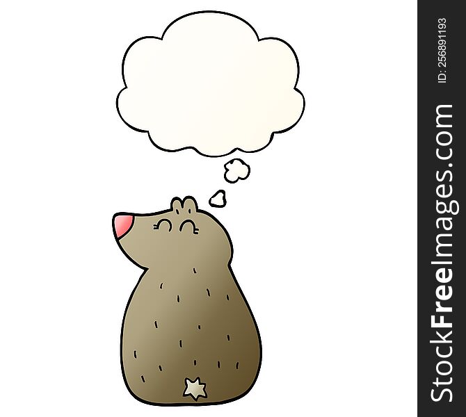Cute Cartoon Bear And Thought Bubble In Smooth Gradient Style