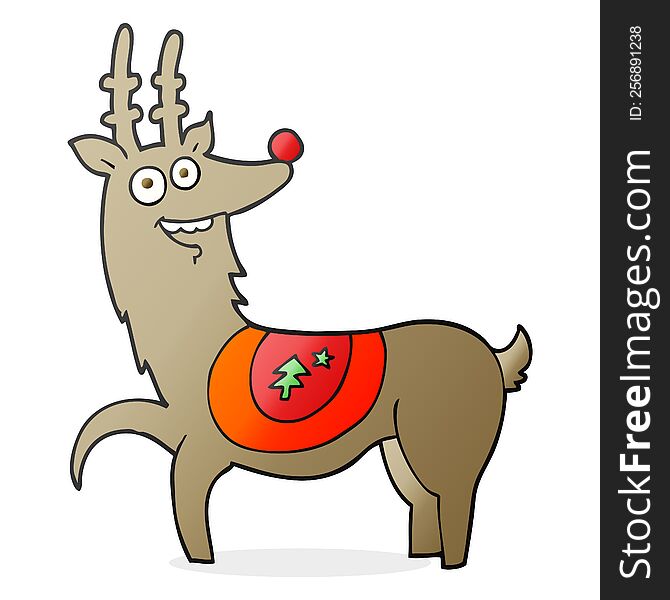 freehand drawn cartoon christmas reindeer