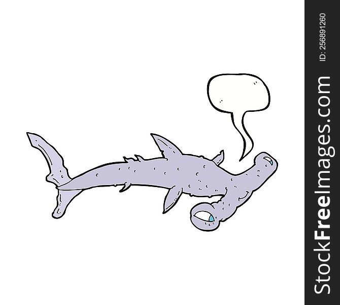 Cartoon Hammerhead Shark With Speech Bubble