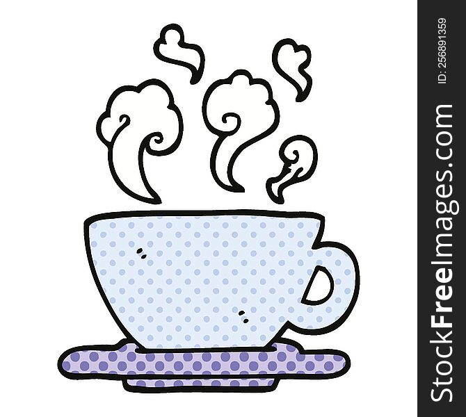 comic book style cartoon cup of hot coffee