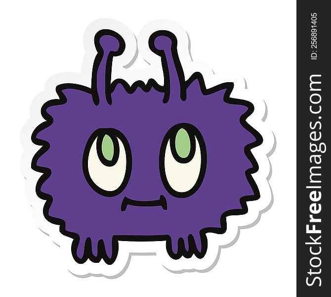 Sticker Of A Quirky Hand Drawn Cartoon Alien