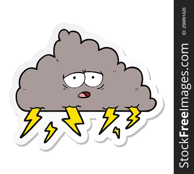 sticker of a cartoon storm cloud