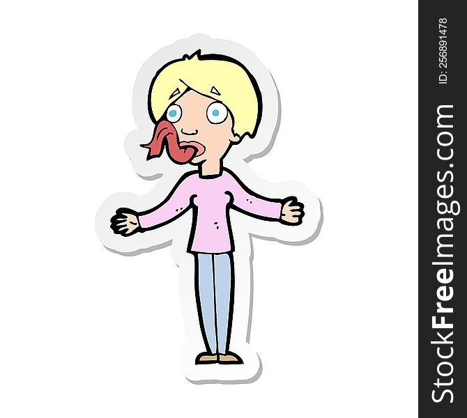 Sticker Of A Cartoon Woman Telling Lies