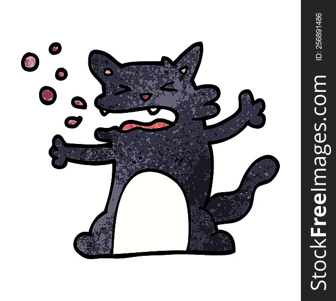cartoon doodle hiccuping cat