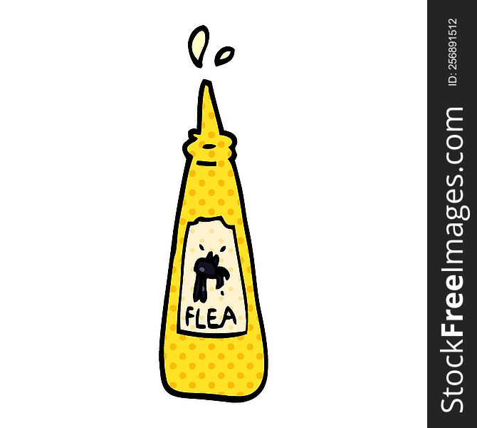 cartoon doodle flea treatment bottle