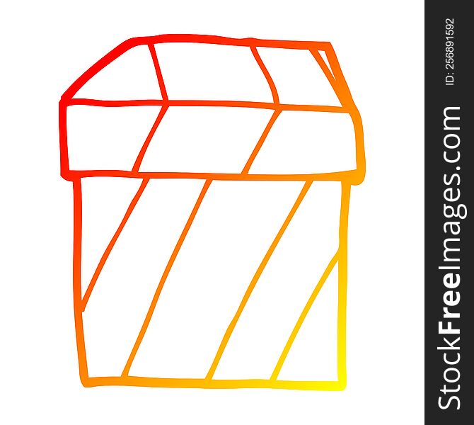 warm gradient line drawing of a cartoon gift box