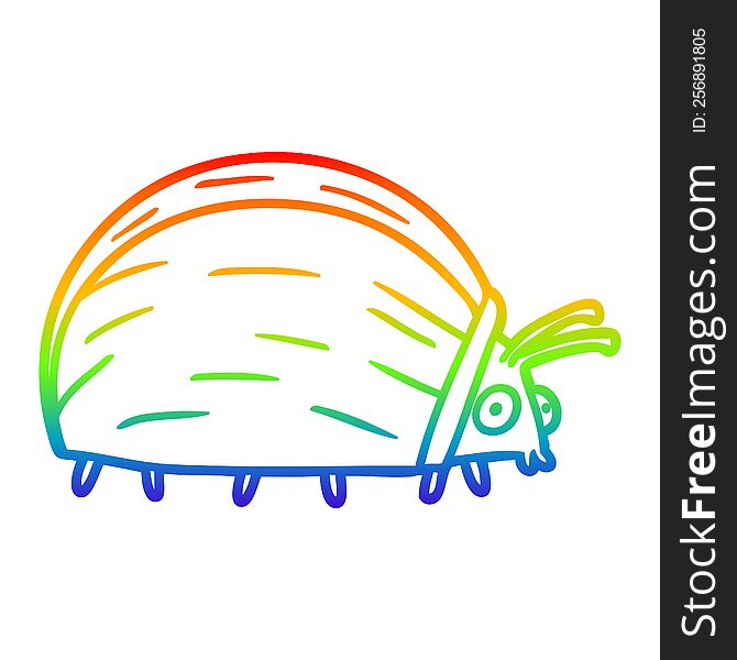 Rainbow Gradient Line Drawing Huge Cartoon Bug