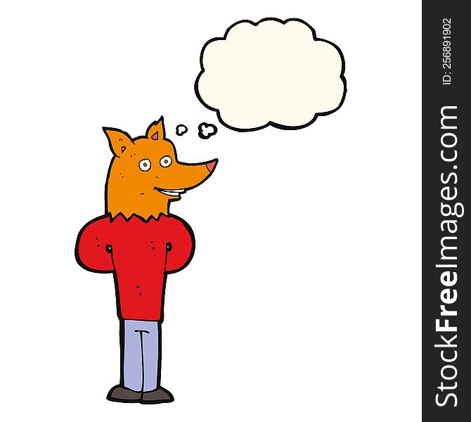 Cartoon Fox Man With Thought Bubble
