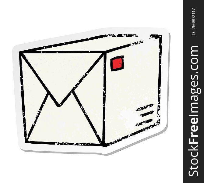 Distressed Sticker Of A Quirky Hand Drawn Cartoon Parcel