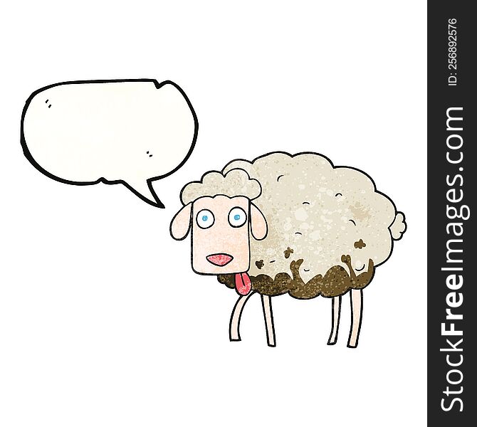 Speech Bubble Textured Cartoon Muddy Sheep