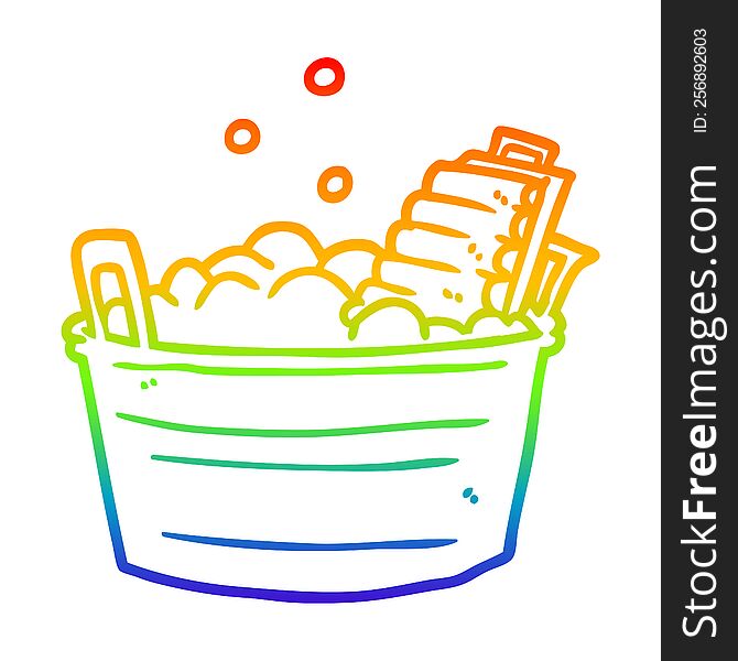 Rainbow Gradient Line Drawing Old Laundry Washboard And Bucket