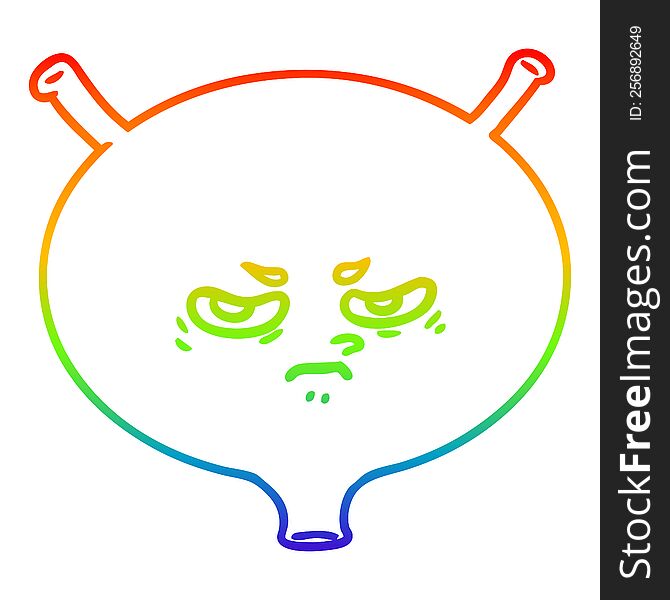 rainbow gradient line drawing of a cartoon angry bladder