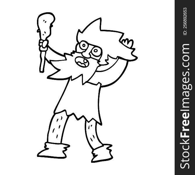 line drawing cartoon cave man