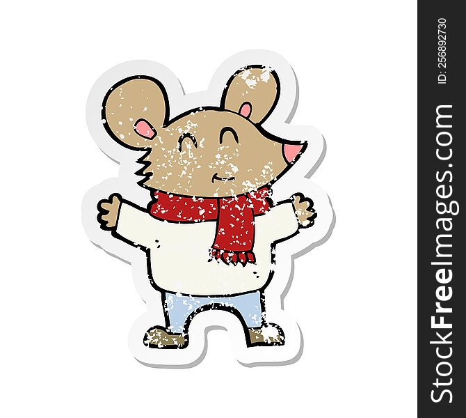 retro distressed sticker of a cartoon mouse