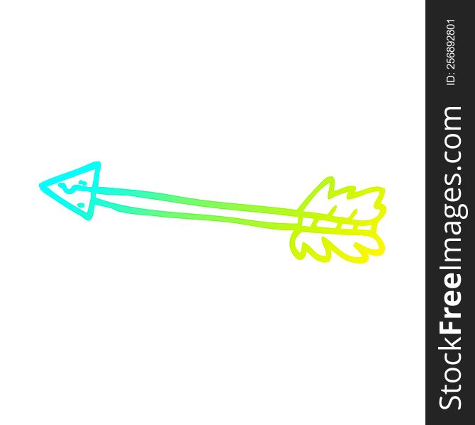 cold gradient line drawing of a cartoon long arrow