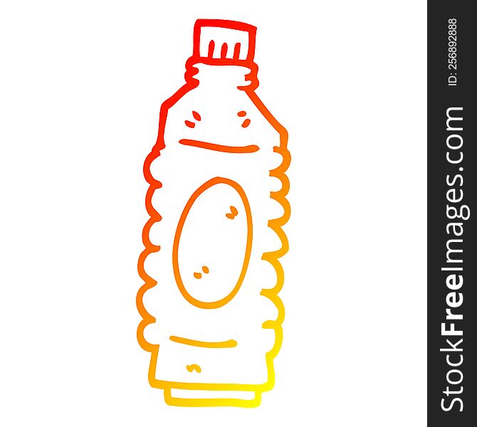 Warm Gradient Line Drawing Cartoon Water Bottle