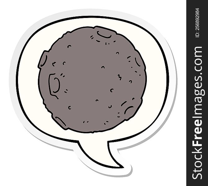 cartoon moon with speech bubble sticker. cartoon moon with speech bubble sticker
