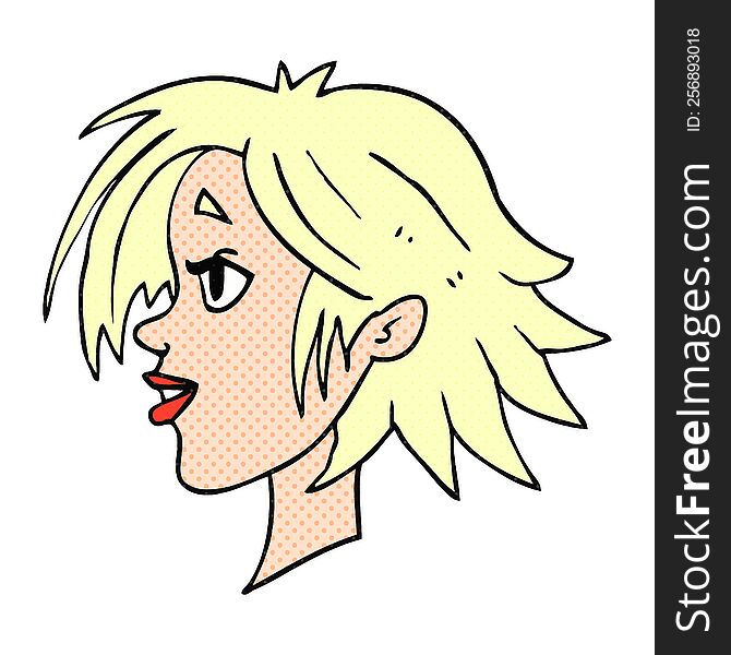 freehand drawn cartoon happy female face