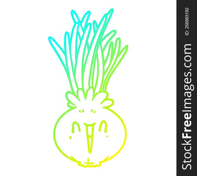 cold gradient line drawing of a cartoon onion