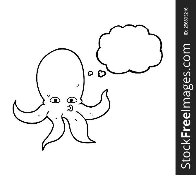 freehand drawn thought bubble cartoon octopus