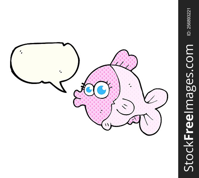 funny comic book speech bubble cartoon fish with big pretty eyes