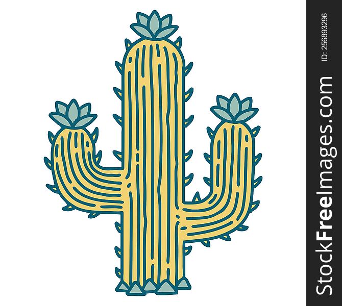 iconic tattoo style image of a cactus. iconic tattoo style image of a cactus