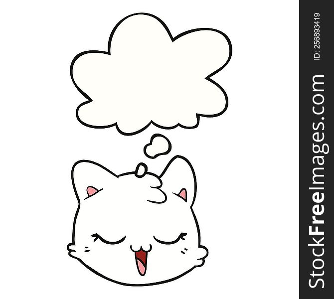 cartoon cat face with thought bubble. cartoon cat face with thought bubble