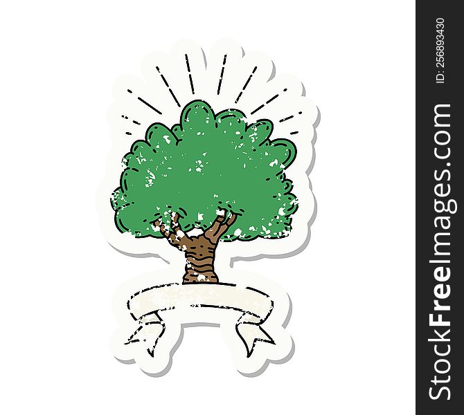 Grunge Sticker Of Tattoo Style Tree