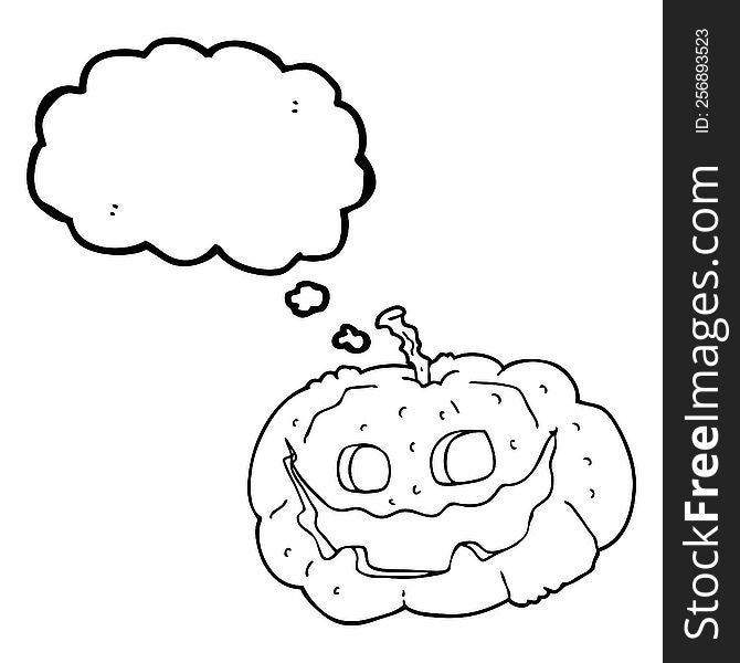 Thought Bubble Cartoon Halloween Pumpkin